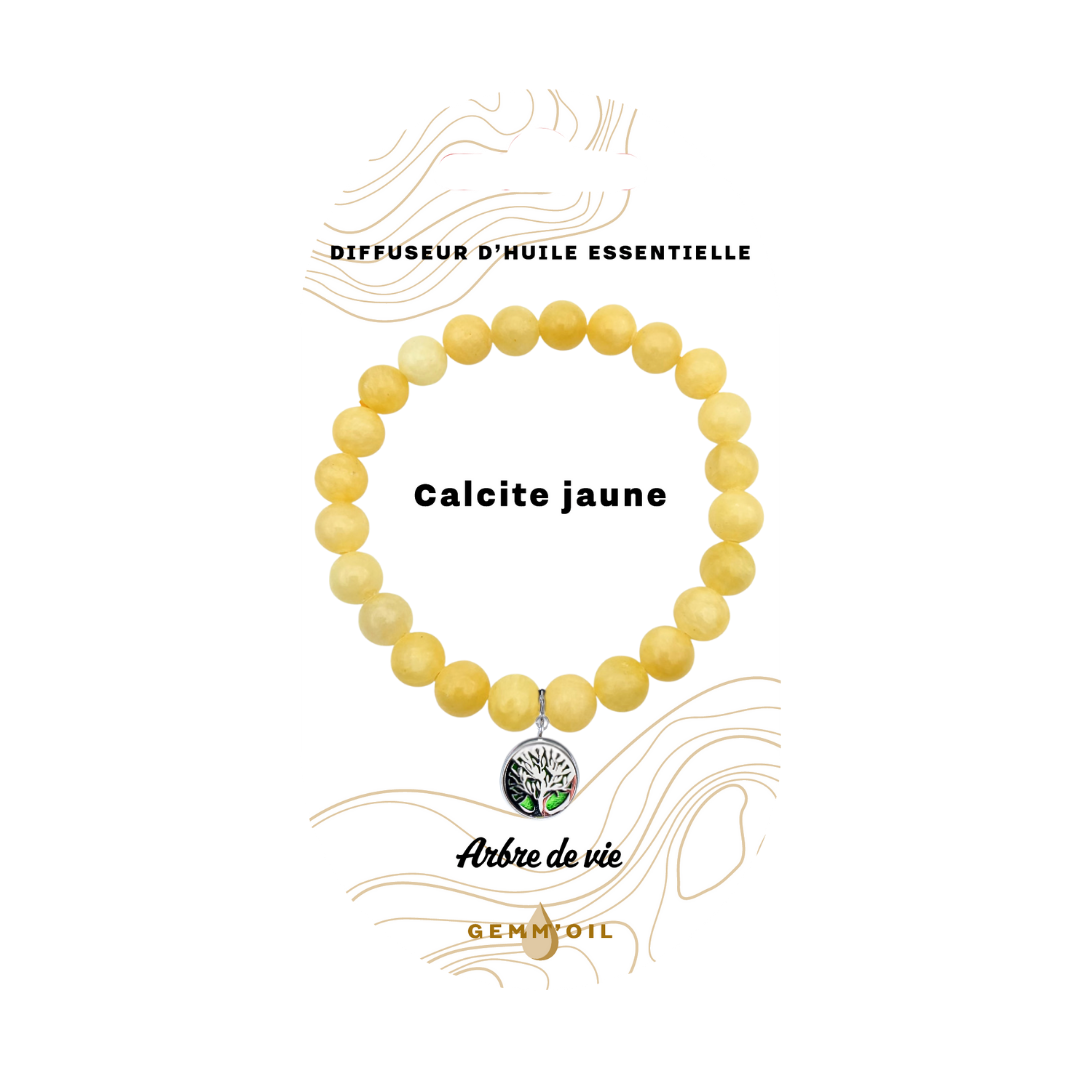 Bracelet diffuseur d'huile essentielle - Calcite jaune