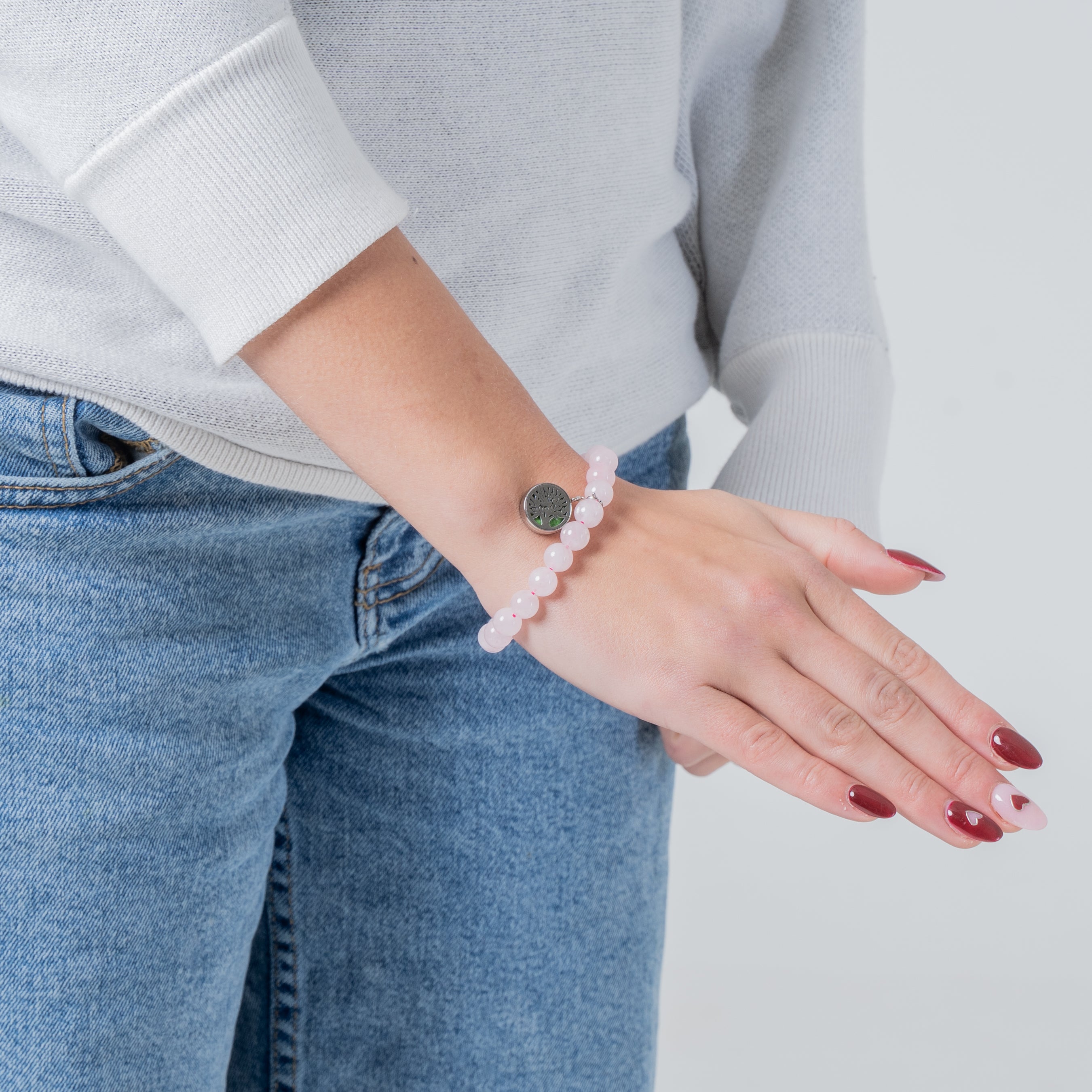 Bracelet diffuseur d'huile essentielle - Quartz Rose