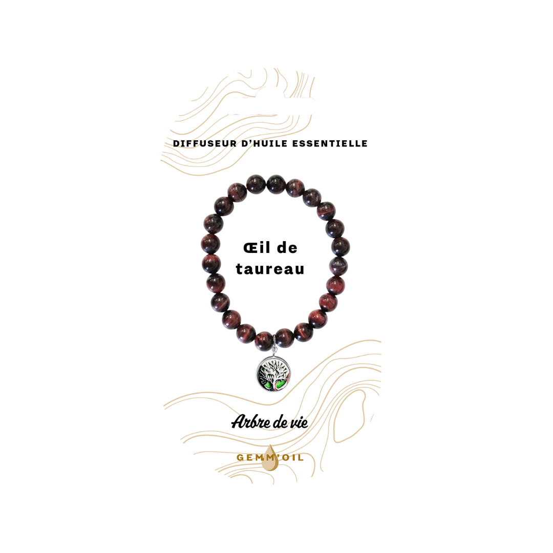 Bracelet diffuseur d'huile essentielle - Œil de taureau