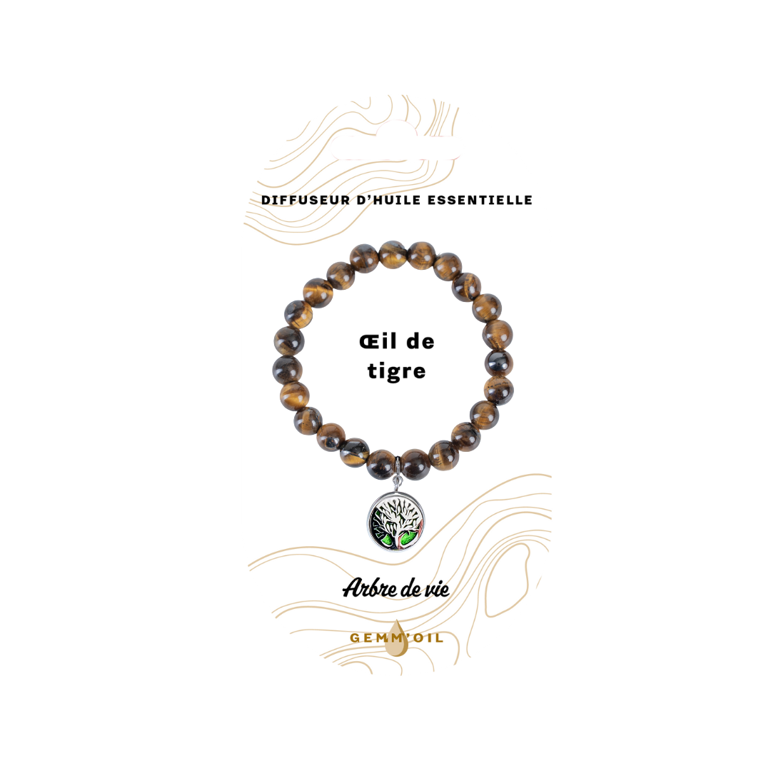 Bracelet diffuseur d'huile essentielle - Œil de tigre