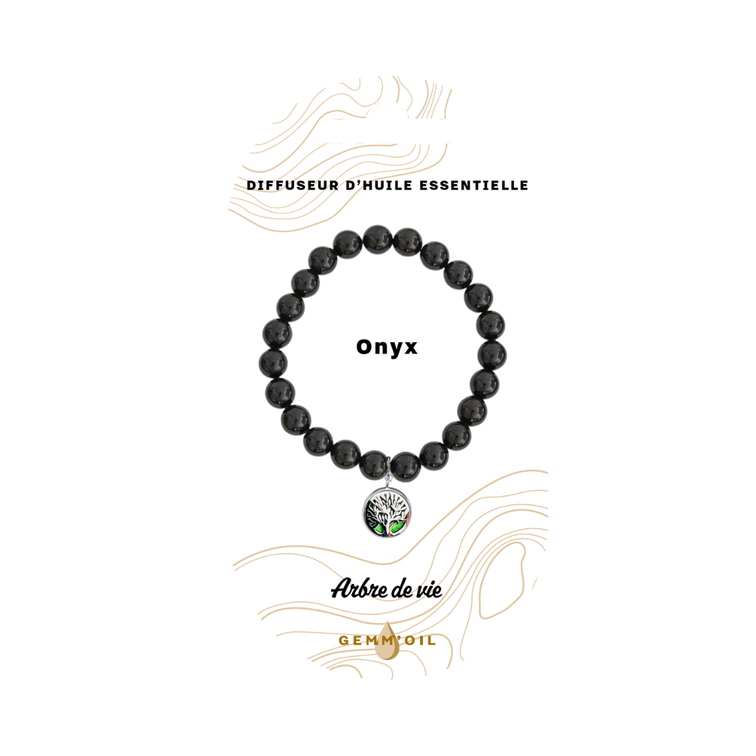 Bracelet diffuseur d'huile essentielle - Onyx