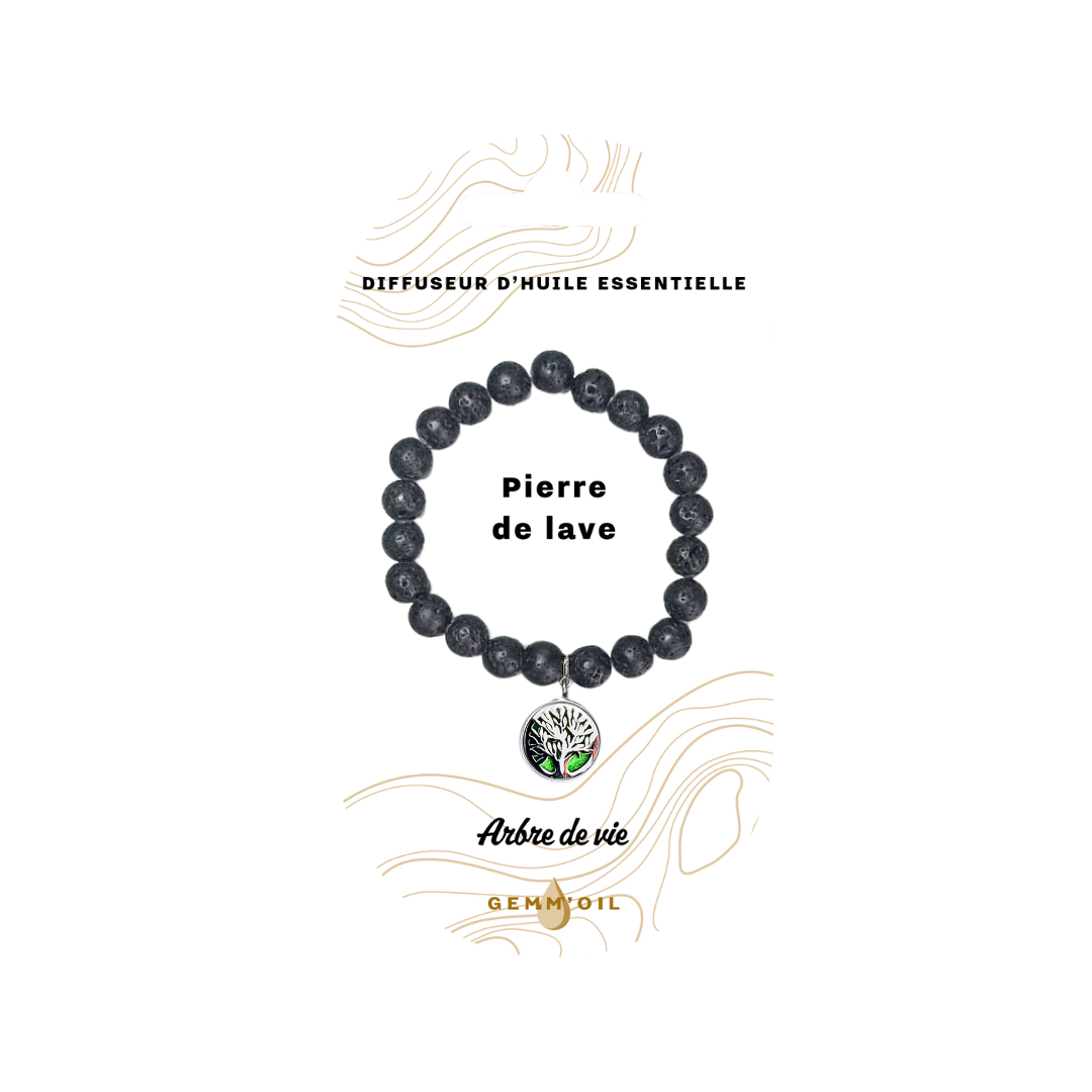 Bracelet diffuseur d'huile essentielle - Pierre de Lave