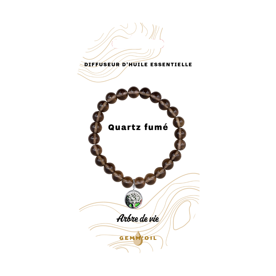 Bracelet diffuseur d'huile essentielle - Quartz Fumé