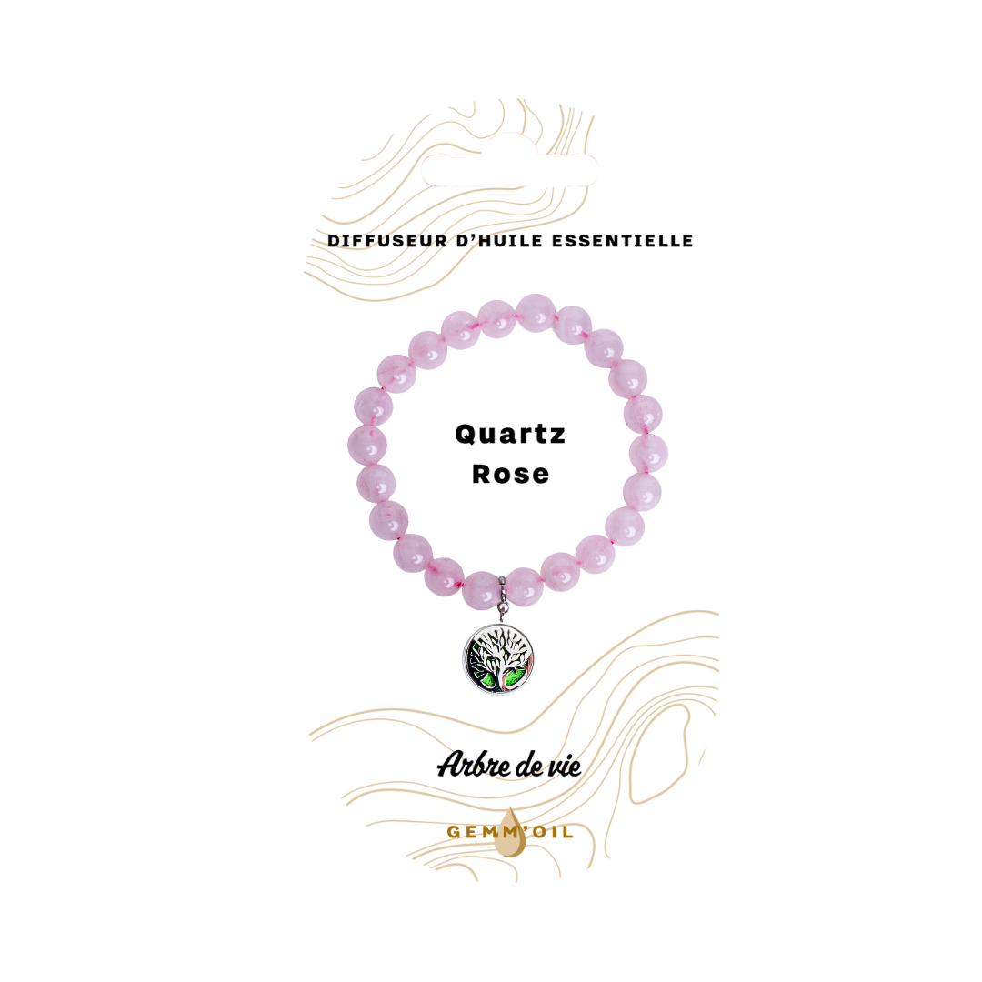 Bracelet diffuseur d'huile essentielle - Quartz Rose