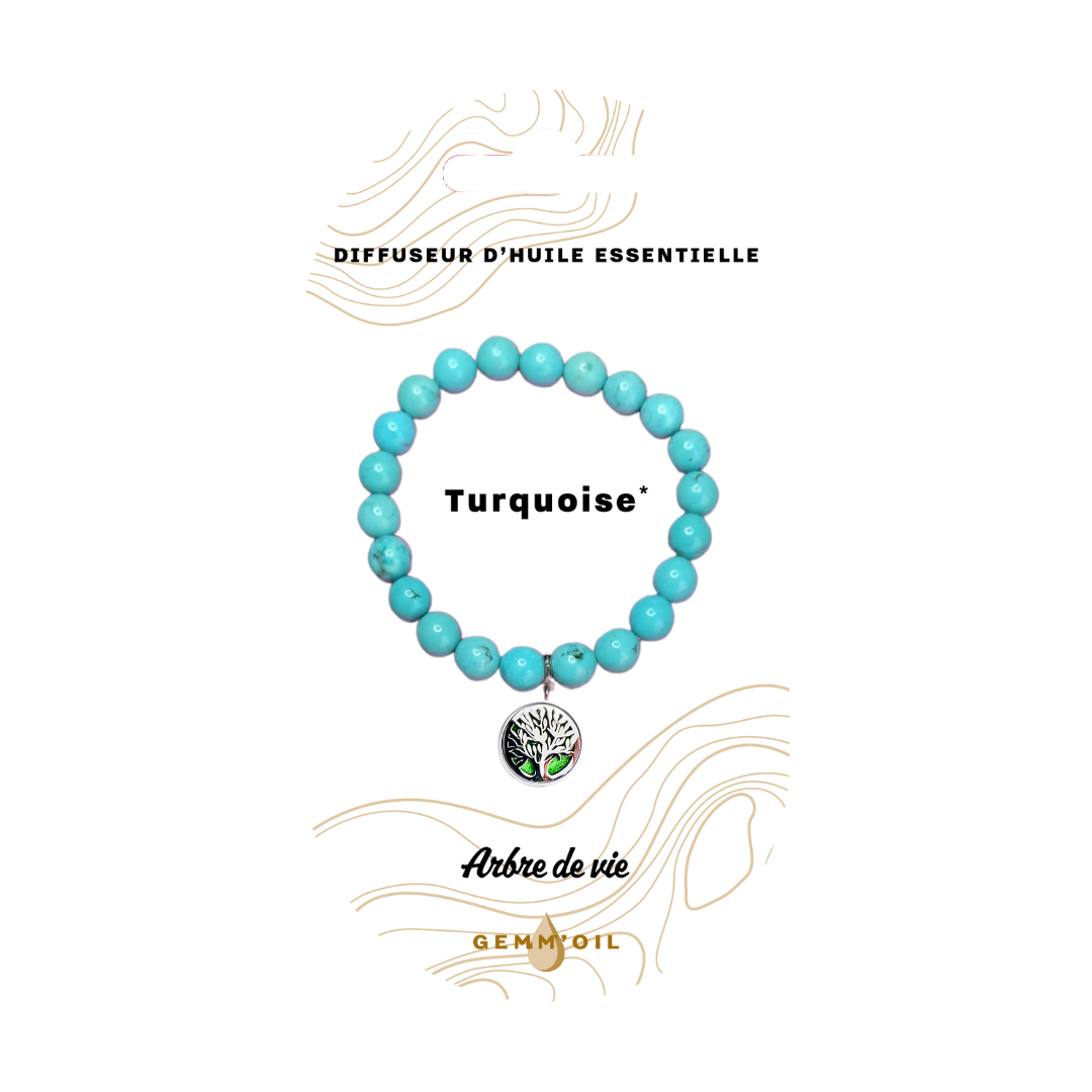 Bracelet diffuseur d'huile essentielle - Turquoise*